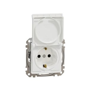 Sedna Design, Priza 2P+E cu obturatoare si capac, alb