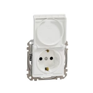 Sedna Design, Priza 2P+E cu obturatoare si capac, fara surub, alb