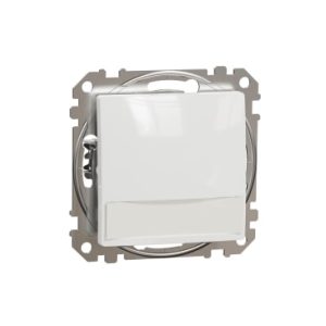 Sedna Design, Intrerupator cu revenire indicator luminos albastru, cu suport eticheta, alb