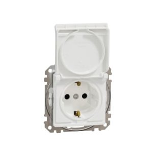 Sedna Design, Priza 2P+E cu obturatoare si capac, IP44, alb